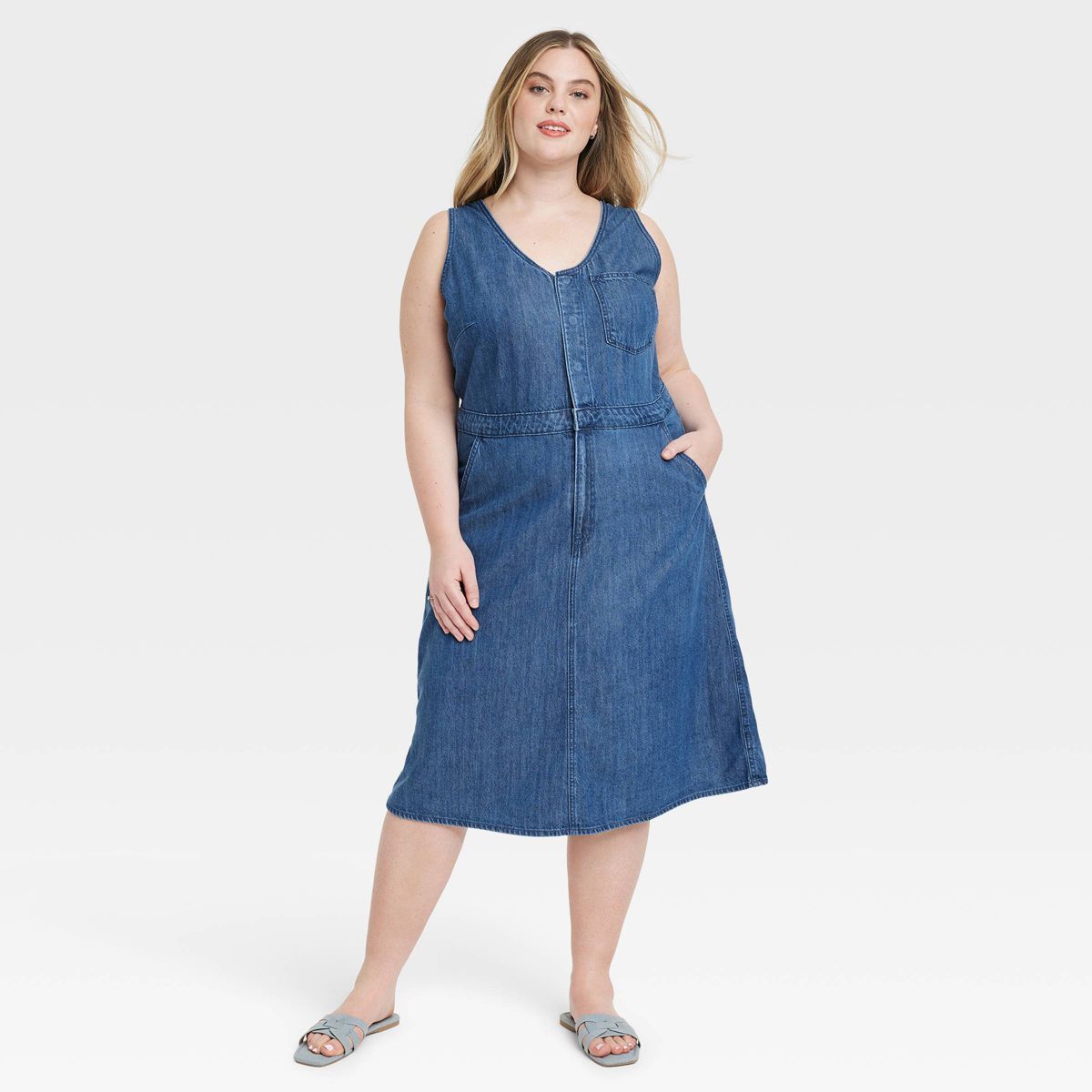 Women's Denim Midi Dress - Universal Thread™ Sky Blue | Target