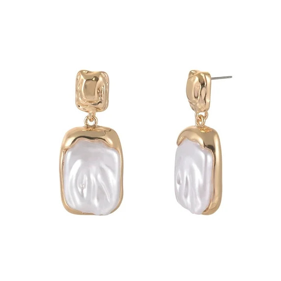 Time and Tru Goldtone Acrylic Inset Square Drop Earring | Walmart (US)