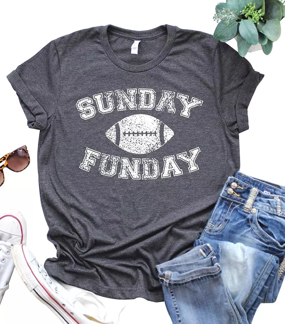 Game Day Football Shirt for Women Football Mom Tshirt Funny Short Sleeve  Sunday Tee Top Dark Blue at  Women's Clothing store