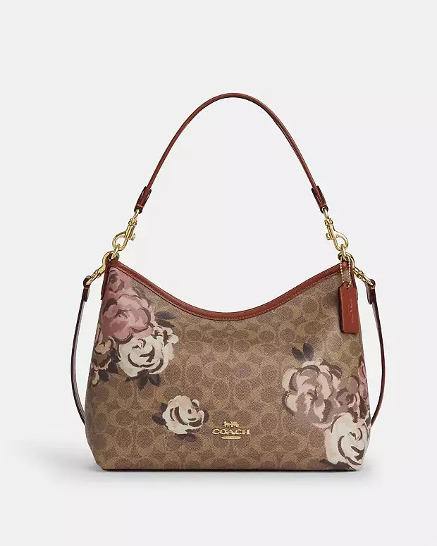 Laurel Shoulder Bag In Signature Canvas With Rose Print | Coach Outlet US