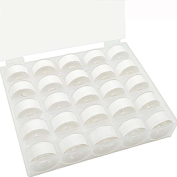New brothread 25pcs White 60S/2 (90WT) Prewound Bobbin Thread Plastic Size A SA156 for Embroidery... | Amazon (US)