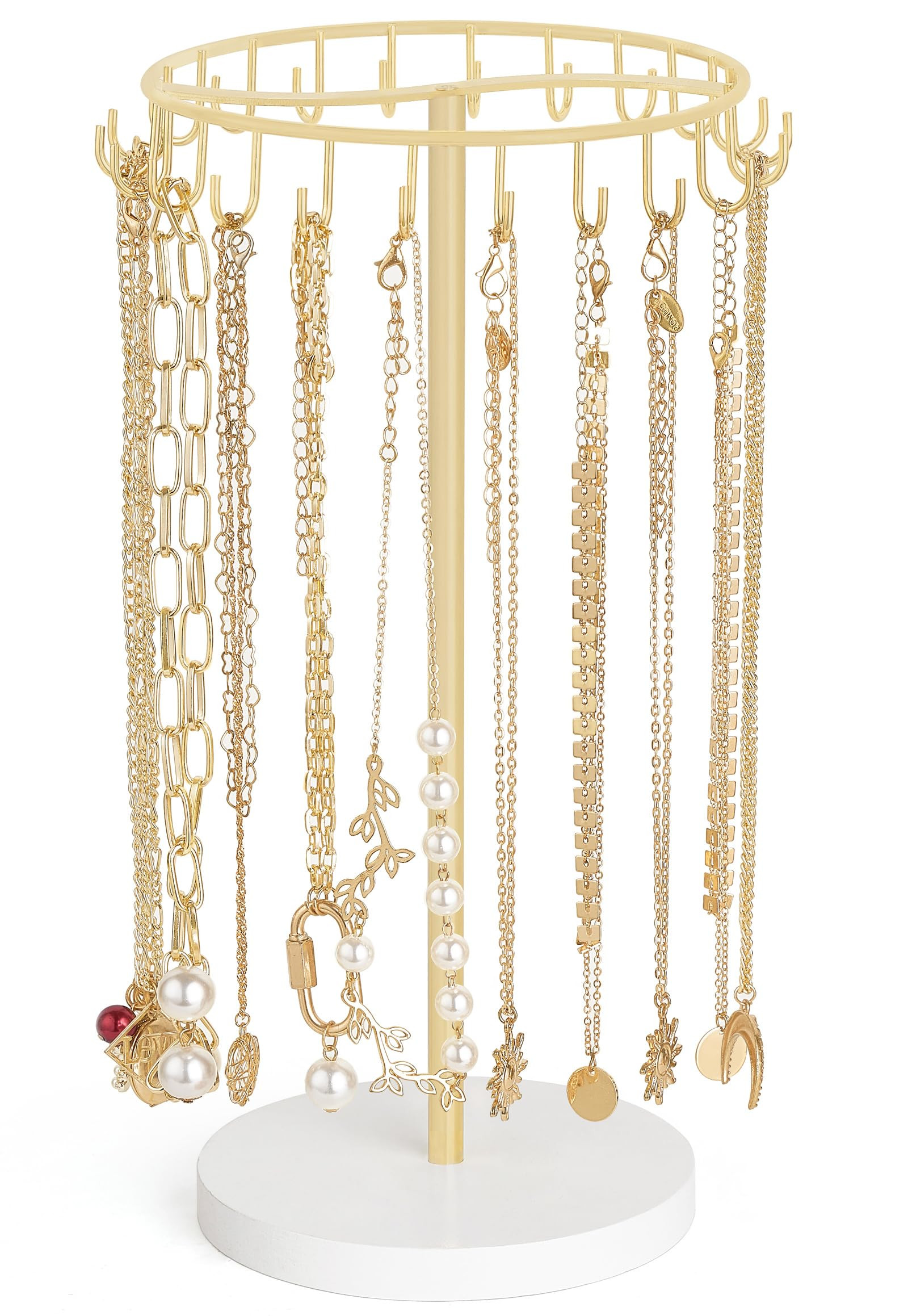 Mkono Necklace Holder Metal Jewelry Display Stand Necklace Organizer with 22 Hooks for Storage an... | Amazon (US)