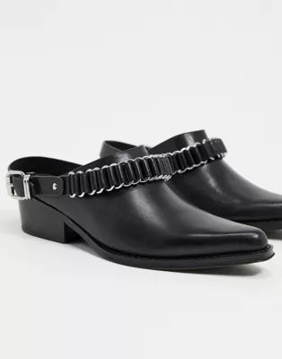 All Saints ryder leather western mules in black | ASOS (Global)