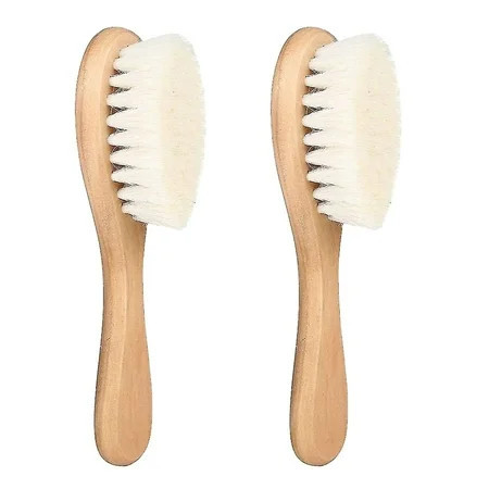 2pcs Baby Head Brush Kids Soft Goat Hair Comb Wood Bristles Infant Massage Scrub Tool Newborn Showerwood Color | Walmart (US)