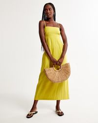 Linen-Blend Midi Dress | Abercrombie & Fitch (US)