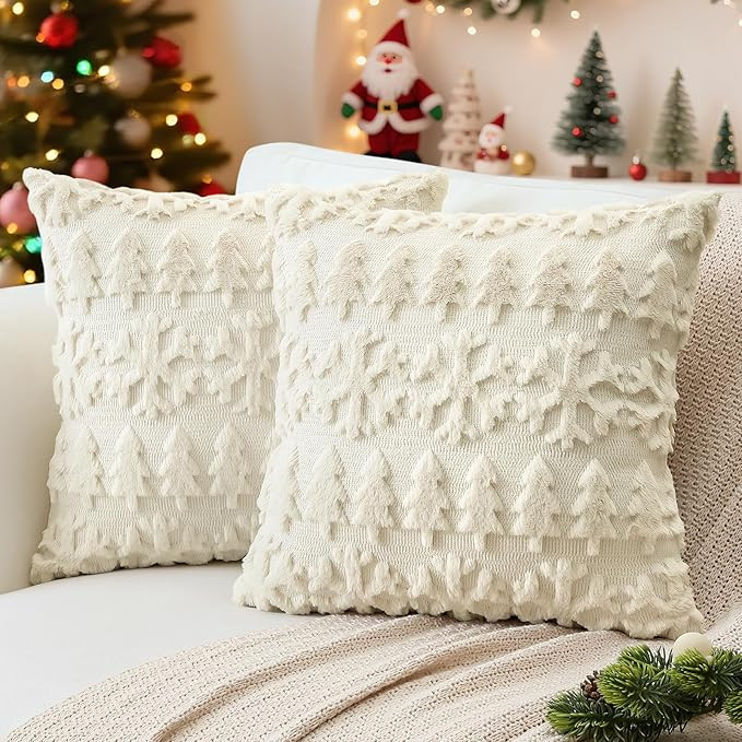Artscope Snowflakes Christmas Tree Pillow Covers 18x18 Set of 2 Decorative Winter Holiday Throw P... | Amazon (US)