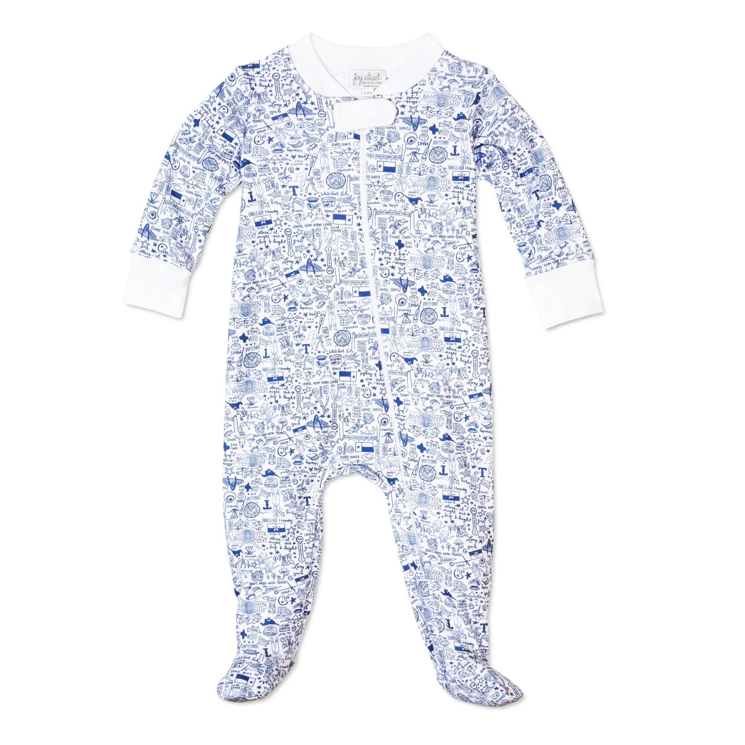 Joy Street Dallas-Fort Worth Zip Onesie - Stars at Night Blue | JoJo Mommy