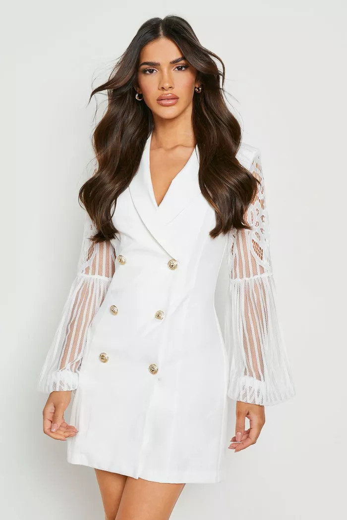 Lace Sleeve Blazer Dress | boohoo (US & Canada)
