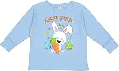 inktastic Happy Easter Bunny with Eggs and Carrot Toddler Long Sleeve T-Shirt | Amazon (US)