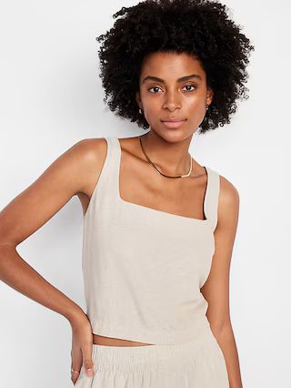 Sleeveless Linen-Blend Crop Top | Old Navy (US)