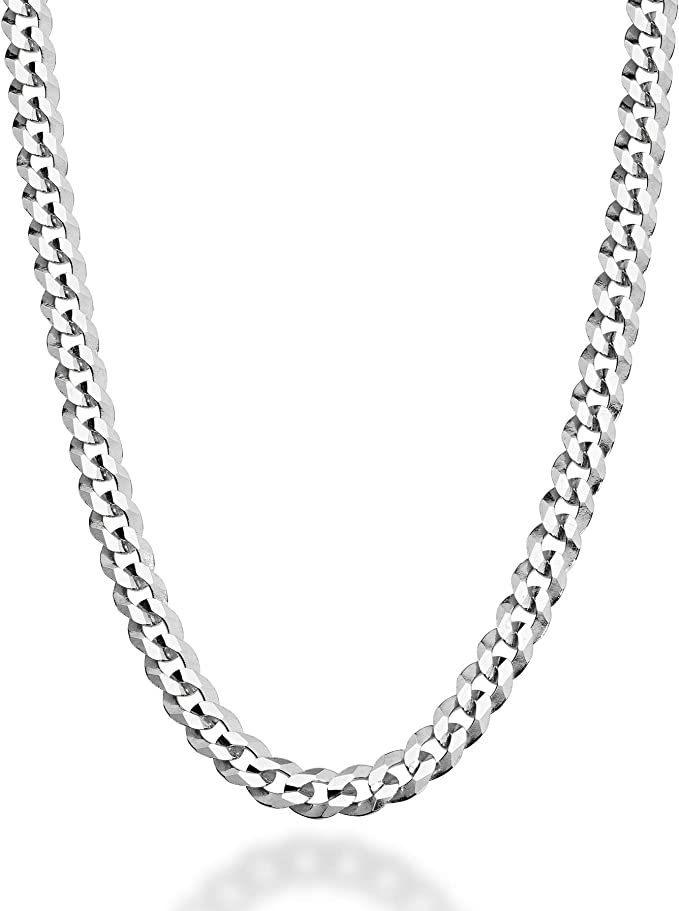 Miabella Solid 925 Sterling Silver Italian 5mm Diamond Cut Cuban Link Curb Chain Necklace for Wom... | Amazon (US)