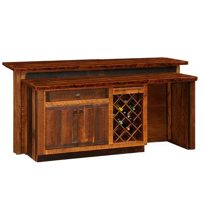 Artisan Barnwood 7-foot Bar with Standard Cabinet - Artisan Top - Refrigerator Opening on Left | Wayfair North America