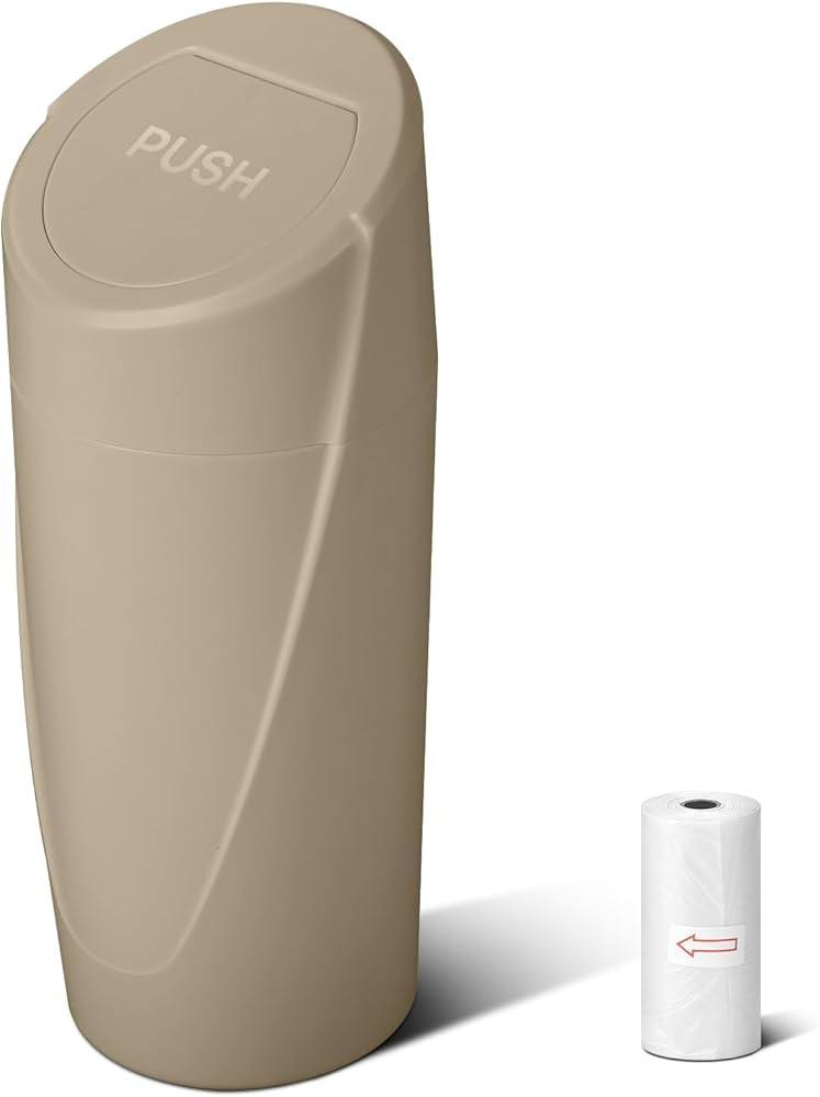 Car Trash Can Bin with Lid - Car Garbage Can Cup Holder - Beige Mini Leakproof Vehicle Trash Garb... | Amazon (US)
