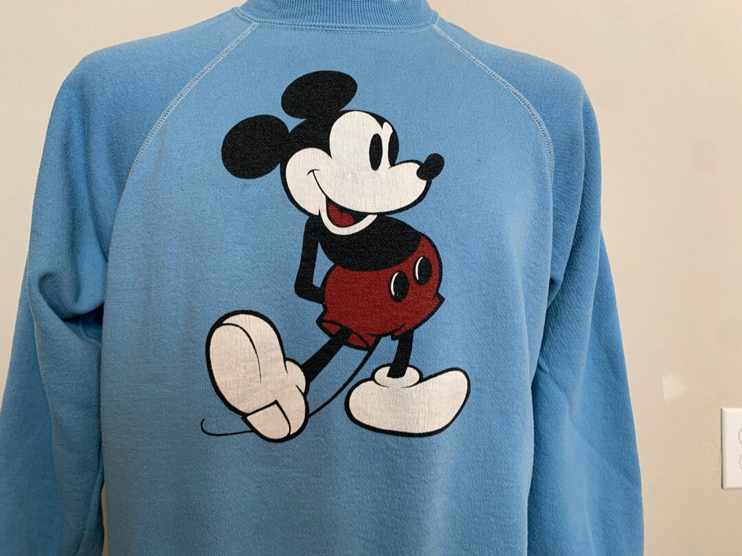Vintage 80's Mickey Mouse Walt Disney Blue Crewneck Sweatshirt Size S - Etsy | Etsy (US)