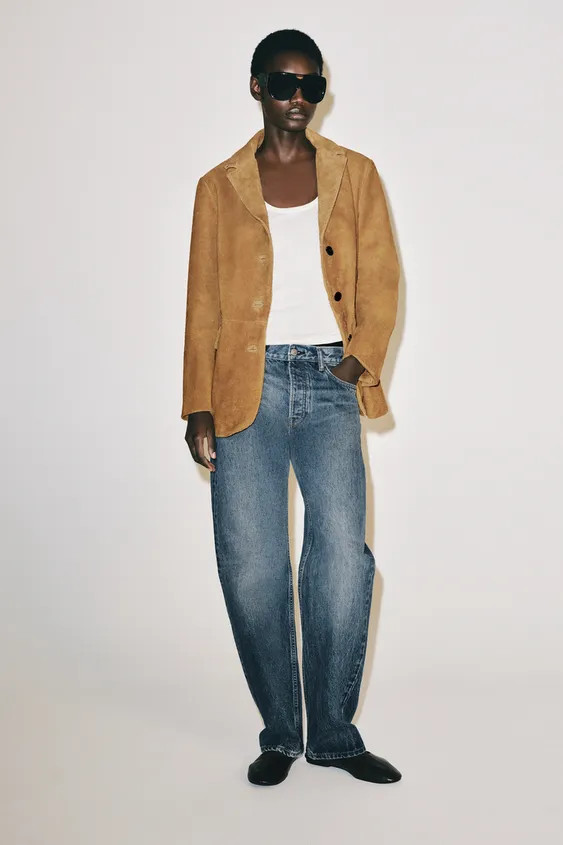 ZW COLLECTION 100% SUEDE OVERSIZE JACKET | Zara UK