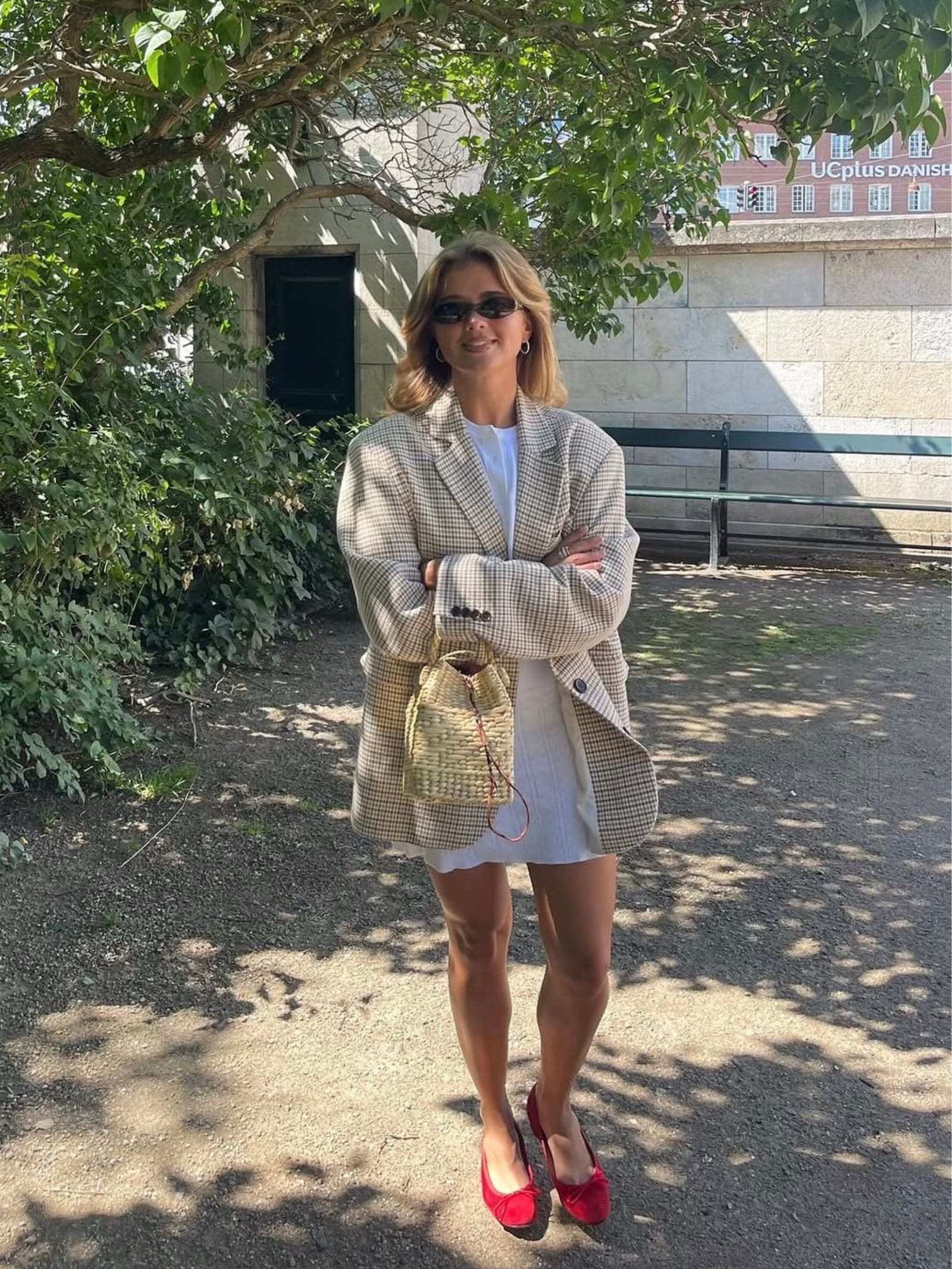 Weekend Blazer Checked Oat - Checked oat | Djerf Avenue