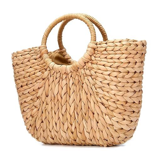 JOSEKO Summer Beach Bag, Women Straw Handbag Top Handle Big Capacity Travel Tote Purse | Amazon (US)