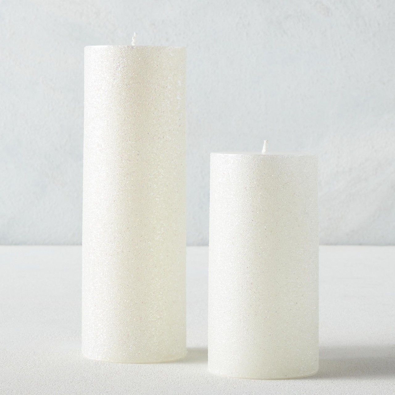 Shimmer Beaded Pillar Candle - White | Z Gallerie