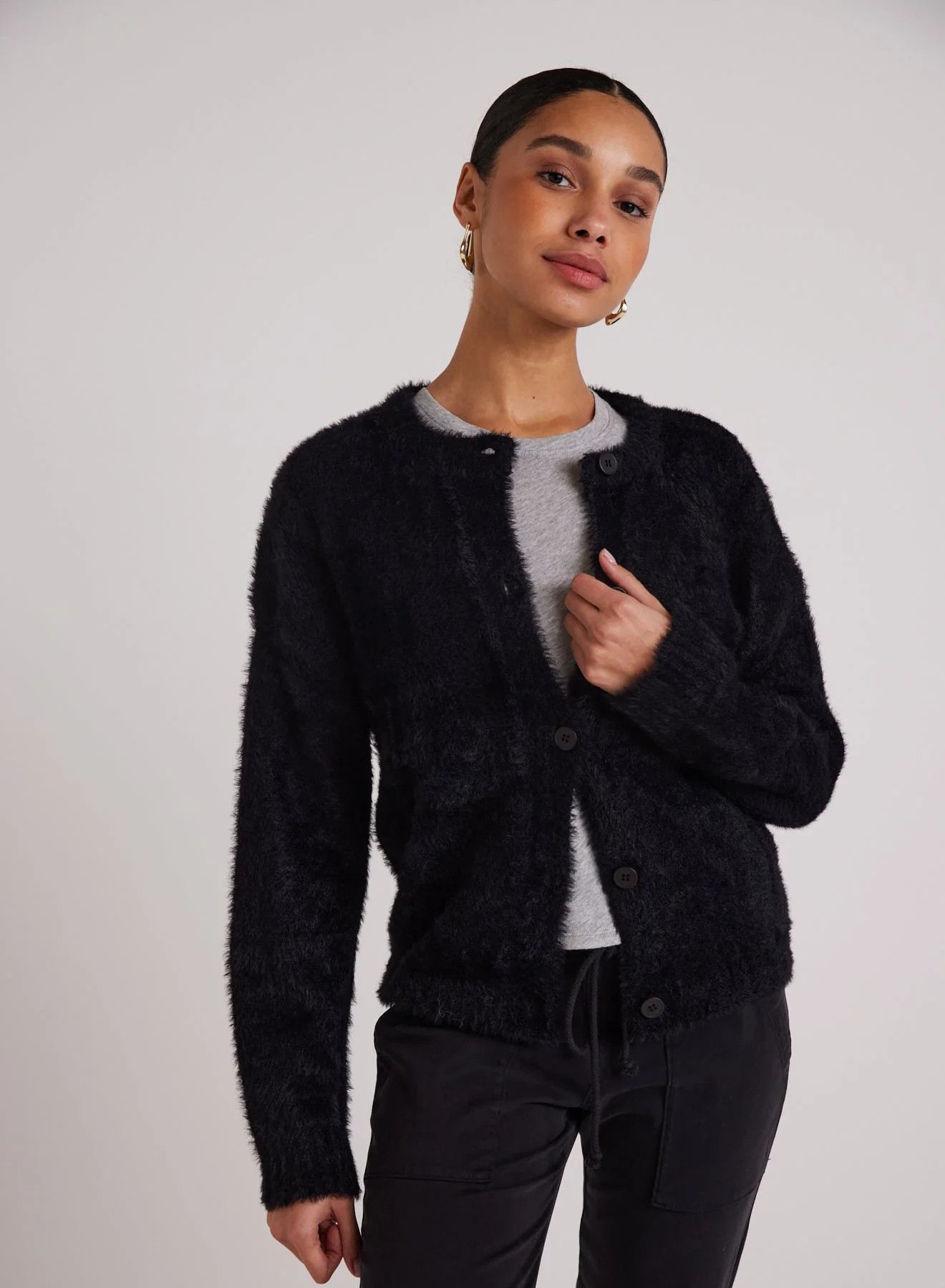 Crew Neck Cardigan - Black - Bella Dahl | Bella Dahl