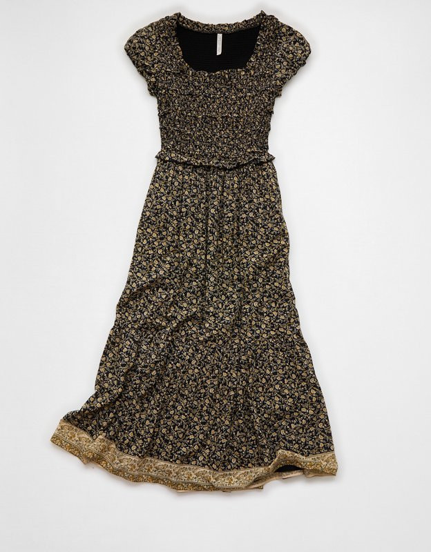 AE Scoop Neck Smocked Midi Dress | American Eagle Outfitters (US & CA)