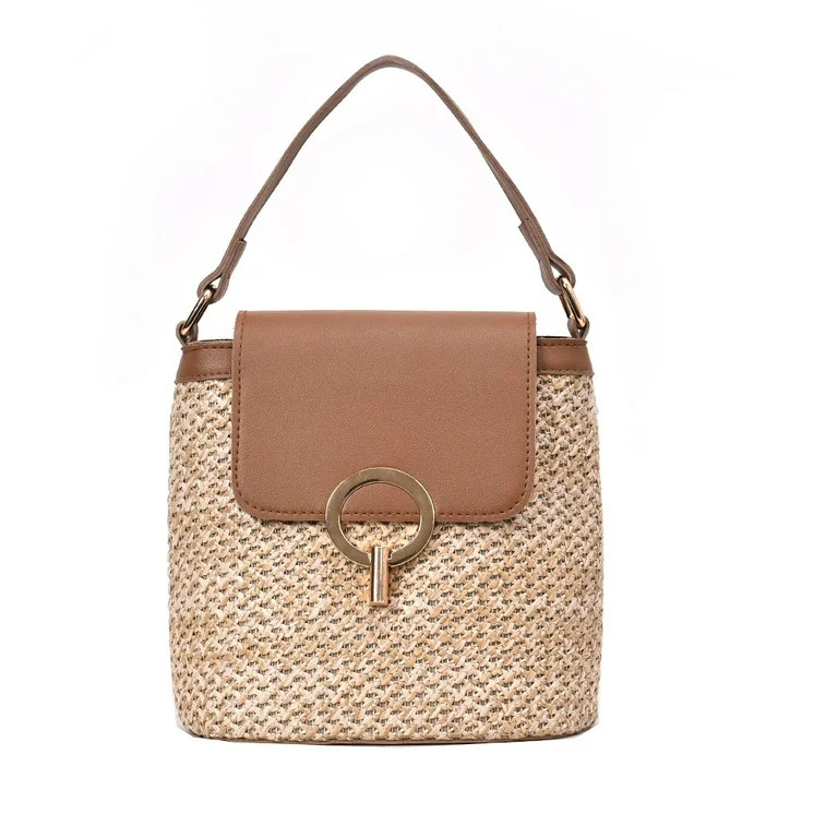 Straw Weave Women Bucket Handbags Summer Beach Totes Travel Shoulder Bags - Walmart.com | Walmart (US)
