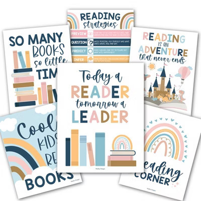 Hadley Designs Boho Reading Posters For Classroom Library Decor, Set of 6 | Target