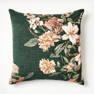 Oversize Printed Floral Square Throw Pillow Moss/Clay Pink/Cream - Threshold™ designed with Stu... | Target