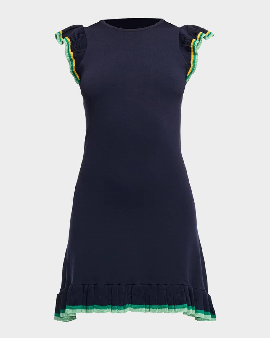 Shoshanna Jessie Ruffle Knit Mini Dress | Neiman Marcus