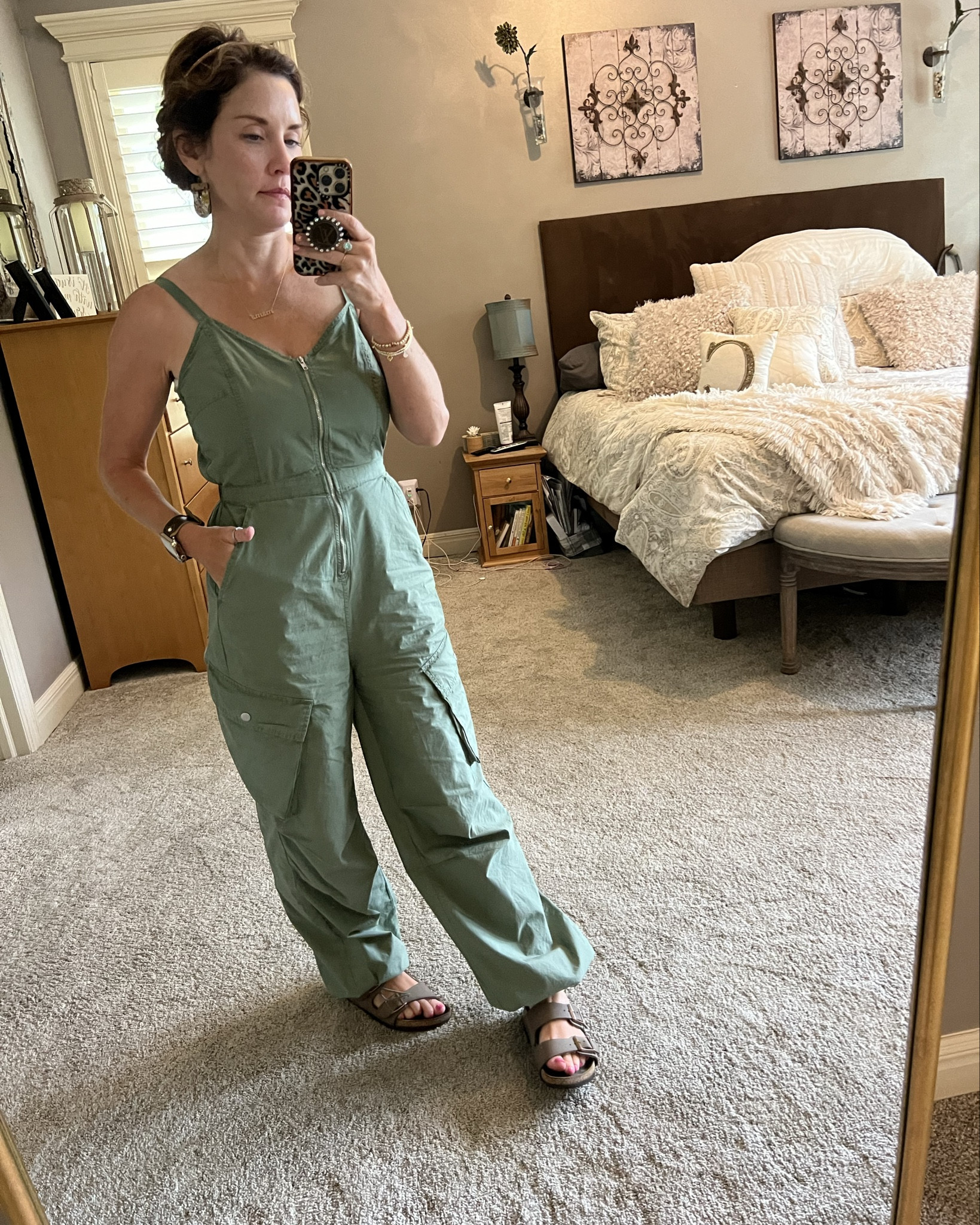 Obsessed with this cute cargo jumpsuit! Pair with  Jean jacket for those cooler temps ahead 🤍

Crazy Busy Mama 

Wearing a small 

#LTKStyleTip #LTKOver40 #LTKFindsUnder50