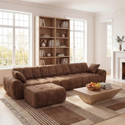 Claiks 118" Modern Boneless Couch, Modular Couches for Living Room, Deep Seat Sofa with Movable O... | Amazon (US)