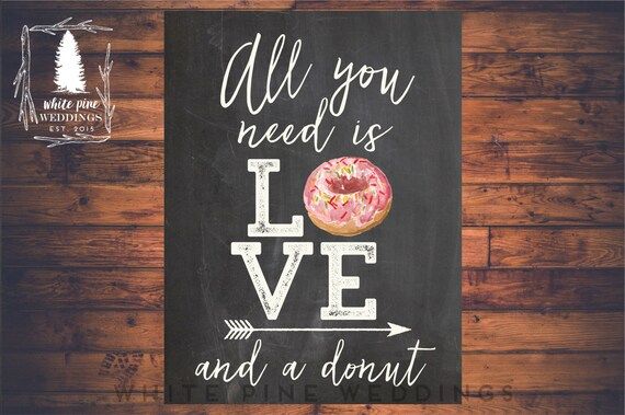 PRINTABLE Wedding Dessert sign, Wedding Donut Sign, All you need is love and a cupcake sign, Donut b | Etsy (US)