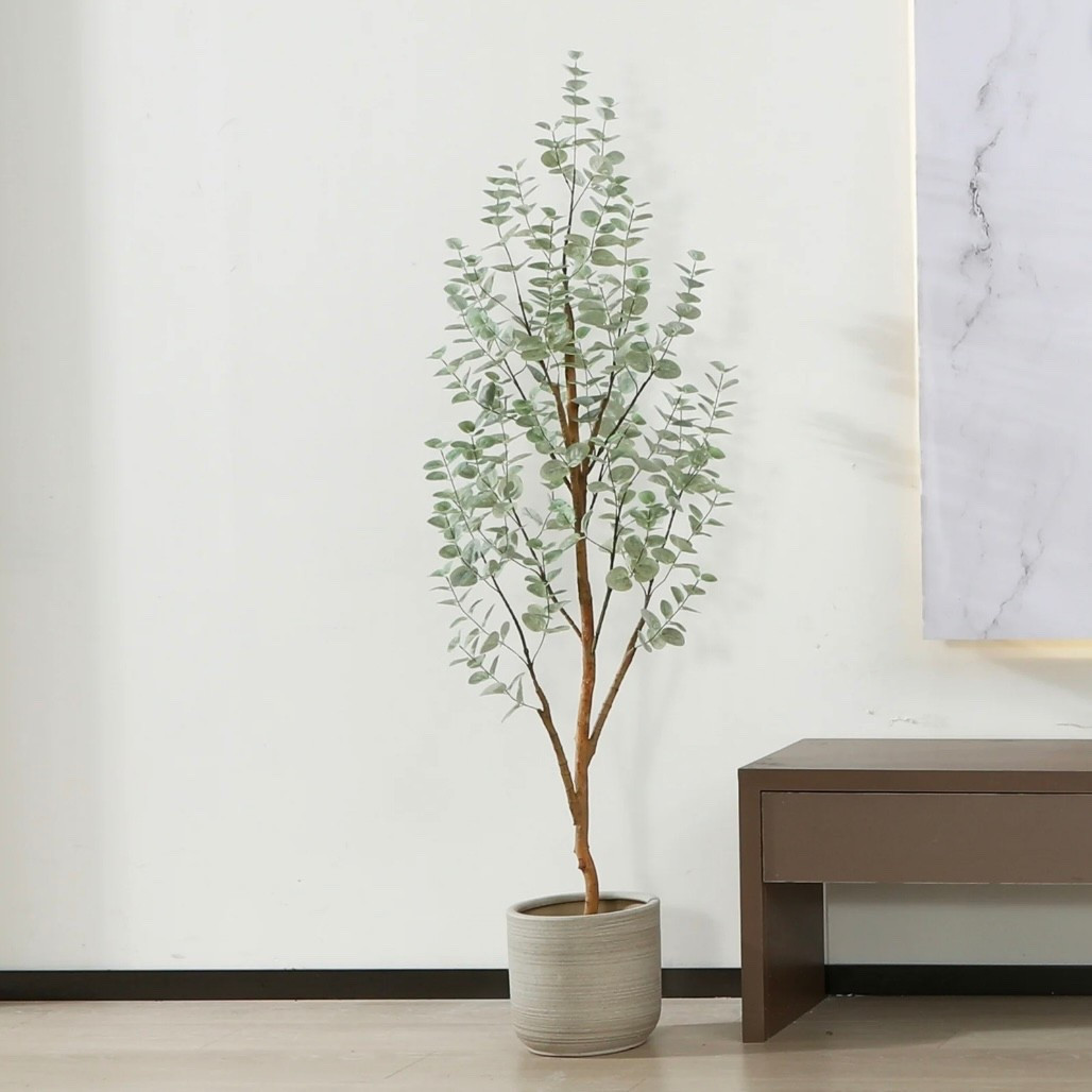5FT Artificial Eucalyptus Plants with Realistic Leaves and Natural Trunk, Silk Fake Potted Tree with Wood Branches, Faux Tree for Office Home Decor

#LTKHome