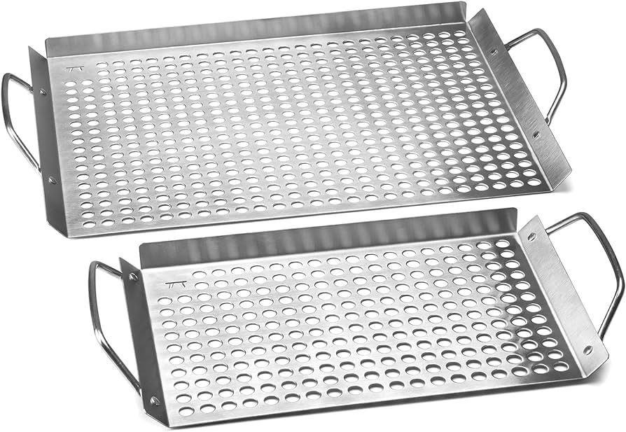 Outset 76630 Stainless Steel Grill Topper Grid, Set of 2, 11"x7" and 11"x17" | Amazon (US)