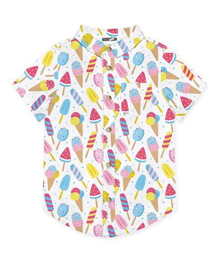 Millie & Maxx White Ice Cream Party Short-Sleeve Button-Up - Toddler & Boys | Zulily