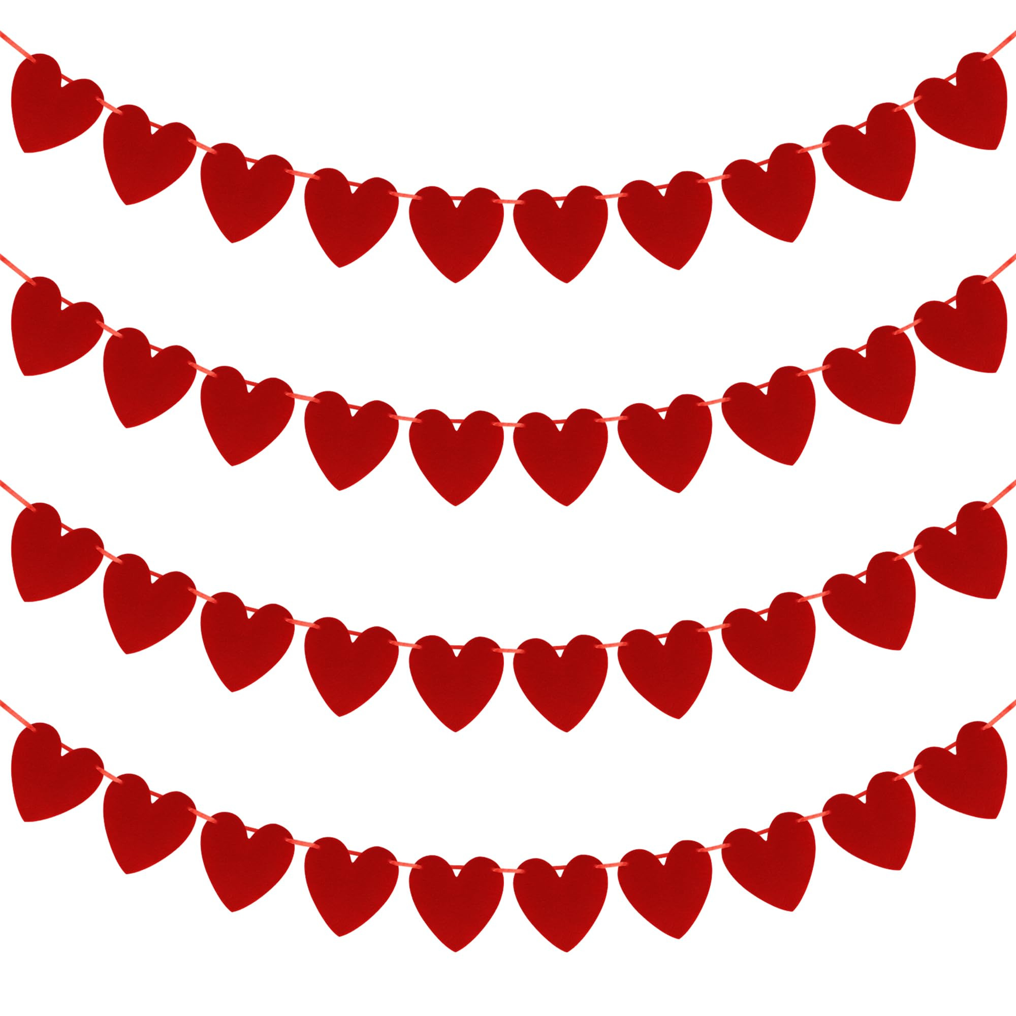 4PACK Valentines Day Garland, 40PCS Red Heart Valentines Day Decoration, Felt Valentines Day Bann... | Amazon (US)