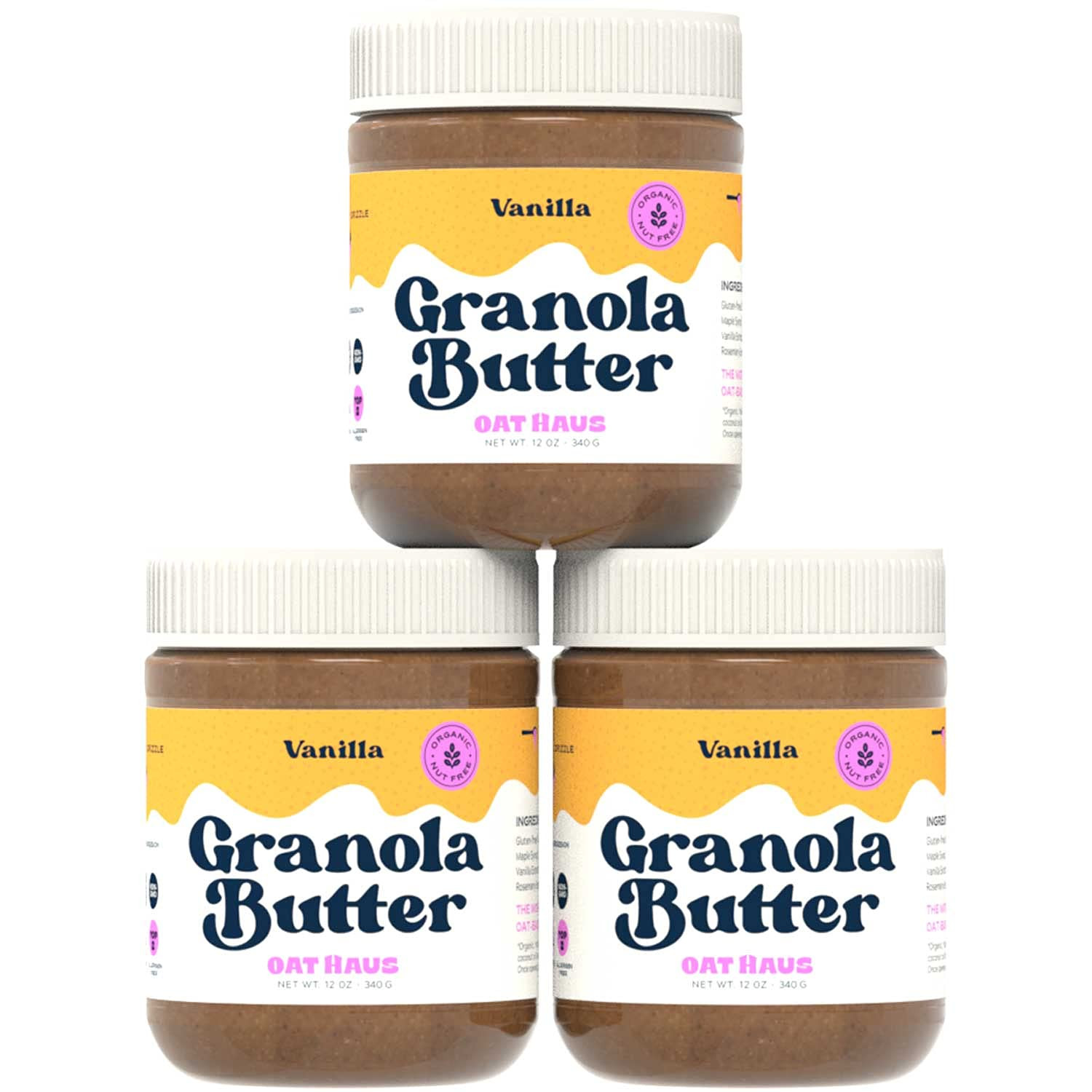 Oat Haus Organic Vanilla Granola Butter | Peanut-free, Almond (Tree-Nut) Free, & School-Safe (Top 8 Allergen Free) | Sunflower Seed & Cookie Butter Alternative | 12 oz (Pack of 3) | Amazon (US)
