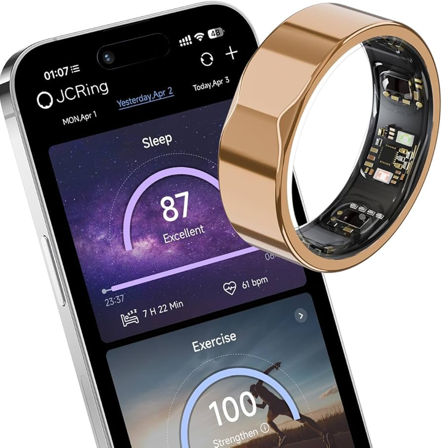 JCRing Smart Ring Fitness Tracker, Sleep Tracking Wearable, Accurate Monitoring of Pedometer, Hea... | Amazon (US)