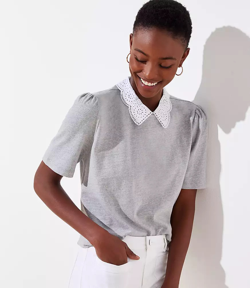 Lace Collar Top | LOFT | LOFT