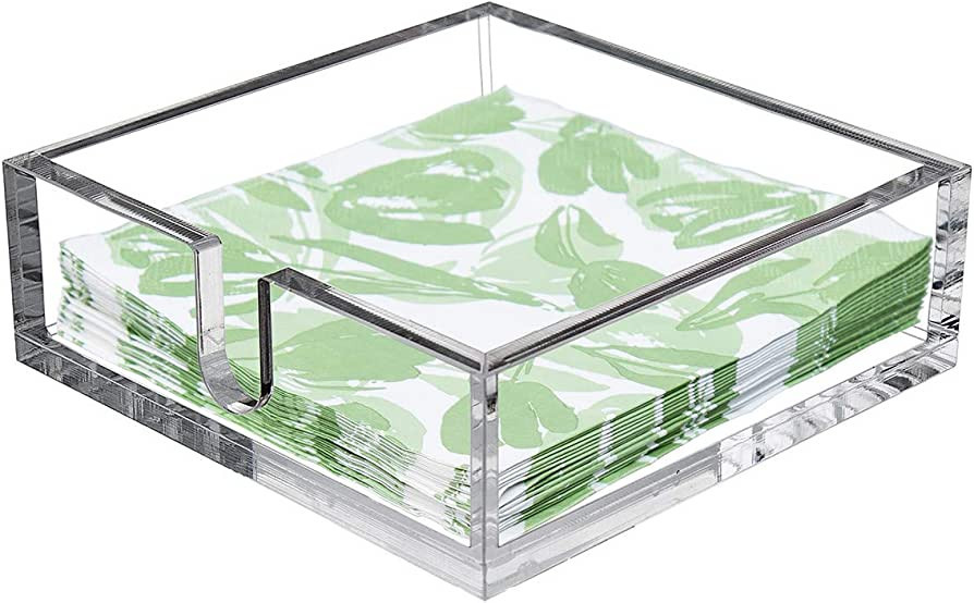 IEEK Acrylic Cocktail Paper Napkin Holder,Decorative Clear Cocktail Napkin Caddy Beverage Napkin ... | Amazon (US)