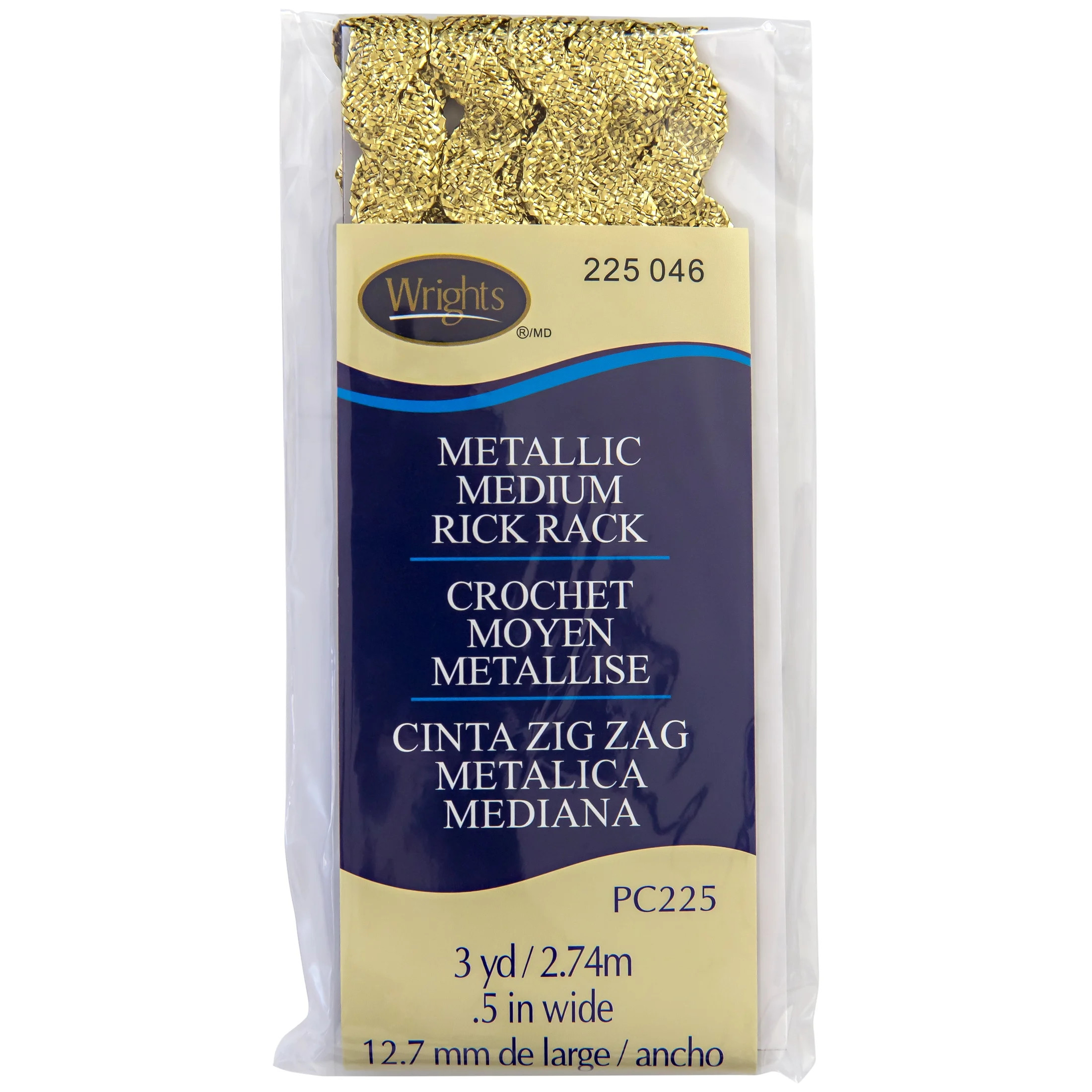 Wrights 1/2" Gold Metallic Metallic Rick Rack, 3 yd Sewing Trim | Walmart (US)