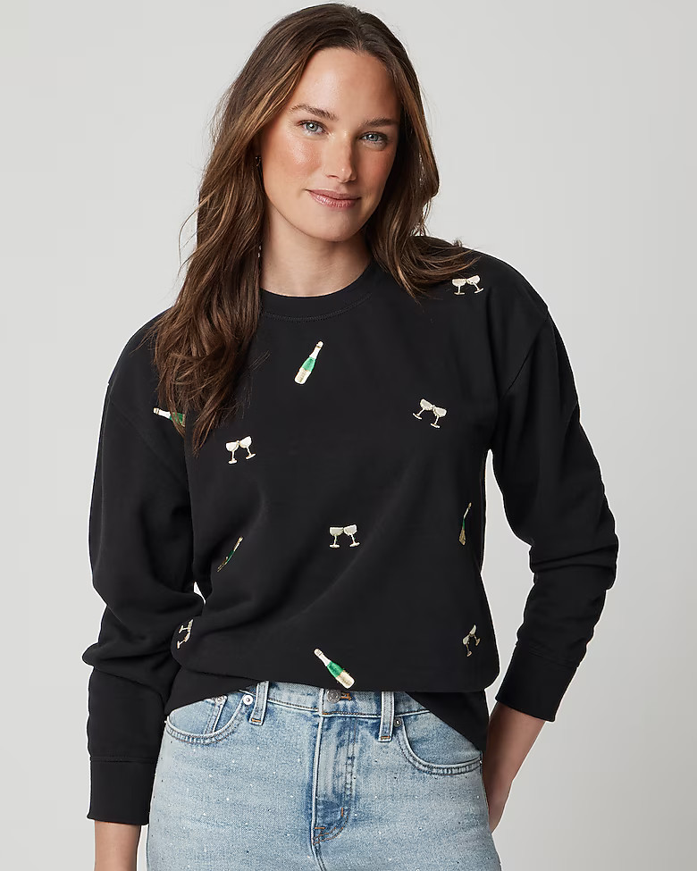 Party drinks embroidered sweatshirt | J.Crew Factory