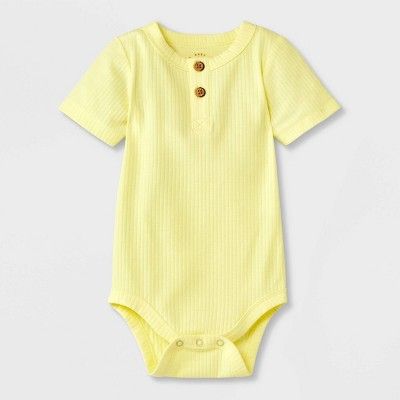 Baby Solid Henley Bodysuit - Cat & Jack™ Yellow Newborn | Target