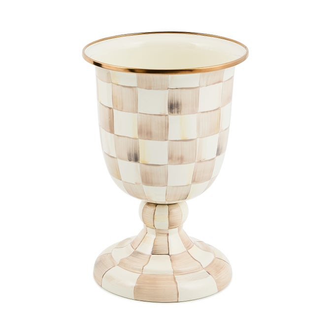 Mocha Check Pedestal Vase | MacKenzie-Childs