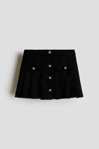 H & M - Pleated flannel skirt - Black | H&M (UK, MY, IN, SG, PH, TW, HK)