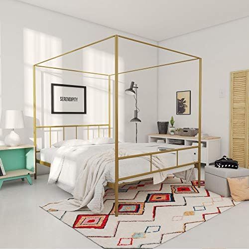 Novogratz Marion Canopy Bed Frame, Gold, Full | Amazon (US)