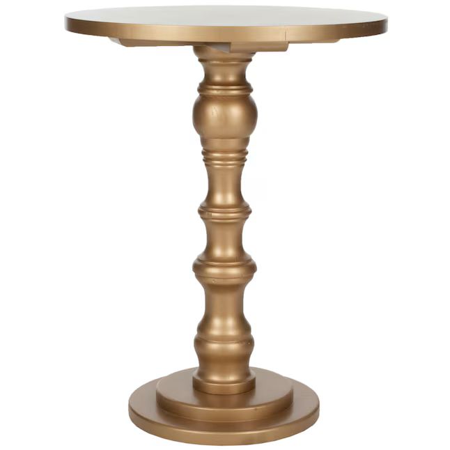 Safavieh Greta 22-in W x 28.8-in H Gold Wood Round End Table Assembly Required | Lowe's