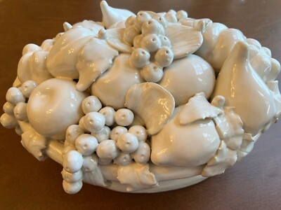 Large Vintage  Glazed Cream ware Porcelain Fruit Bowl Centerpiece   | eBay | eBay US