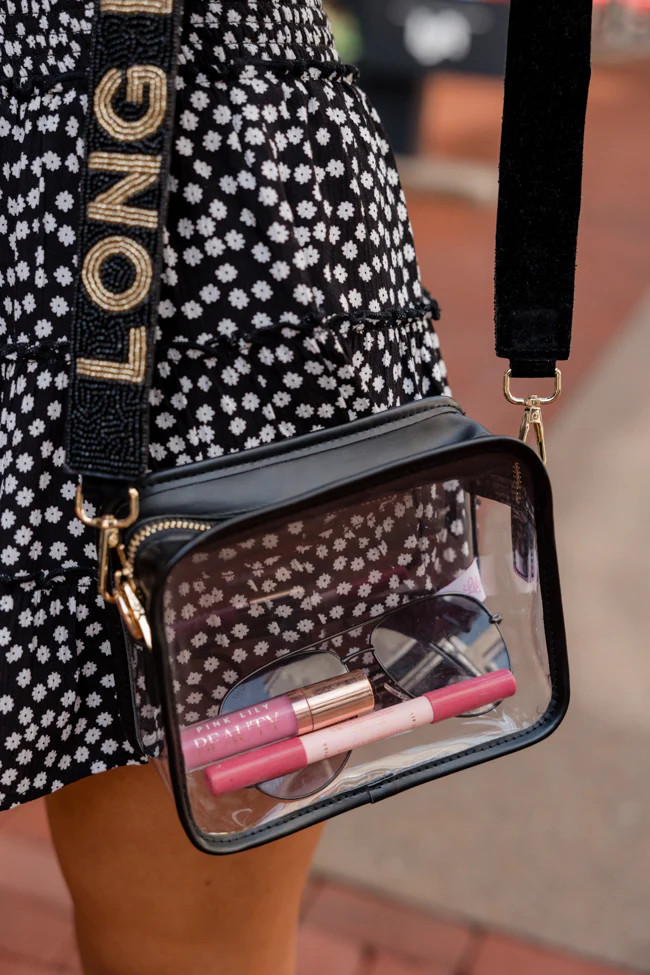 Black Leather Clear Bag | Pink Lily