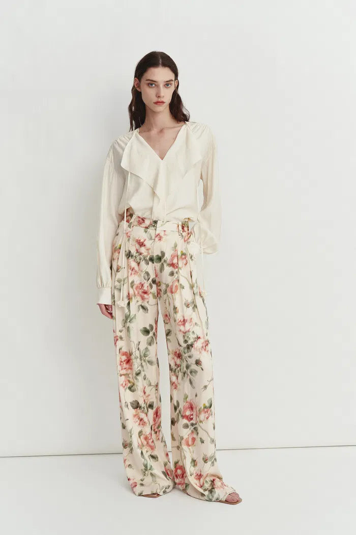 Penny Flora Wide Leg Pants in Mulberry Silk | Fabrique