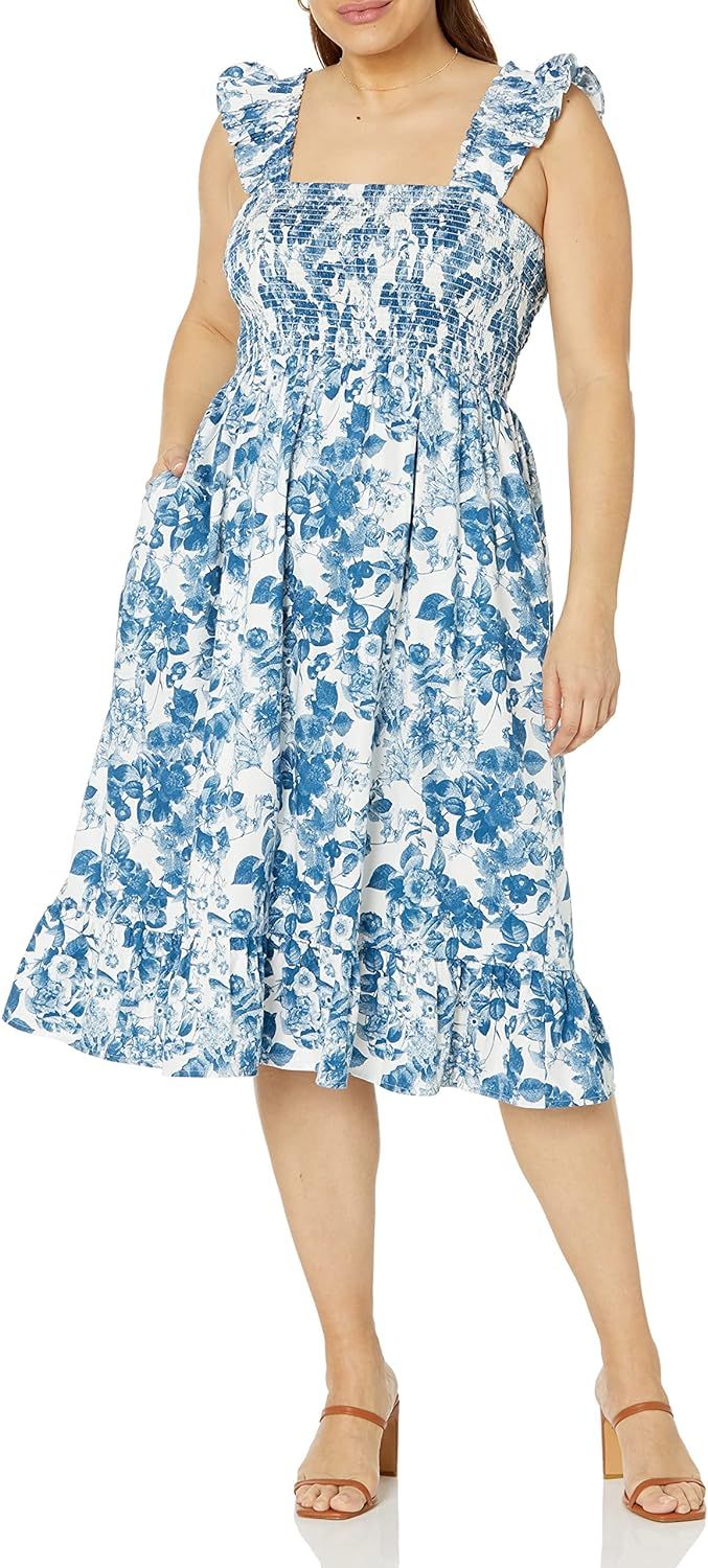 The Drop Women's Kimi Ruffled-Shoulder Smocked Midi Dress | Amazon (US)